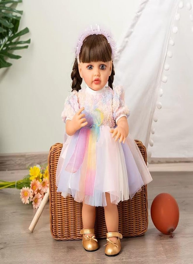 RABJET دمية طفلة حديثة الولادة واقعية من رابجيت، جسم ناعم، دمية طفلة حديثة الولادة واقعية بجسم كامل من الفينيل والسيليكون، دمية طفلة حديثة الولادة بشعر طويل، 22 بوصة (متعددة الألوان) - Image 2